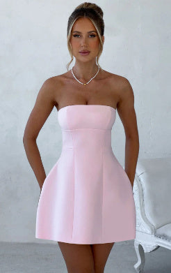 Robe Tube d’Été – Dos Nu, Couleur Unie, Style Slim & Sexy