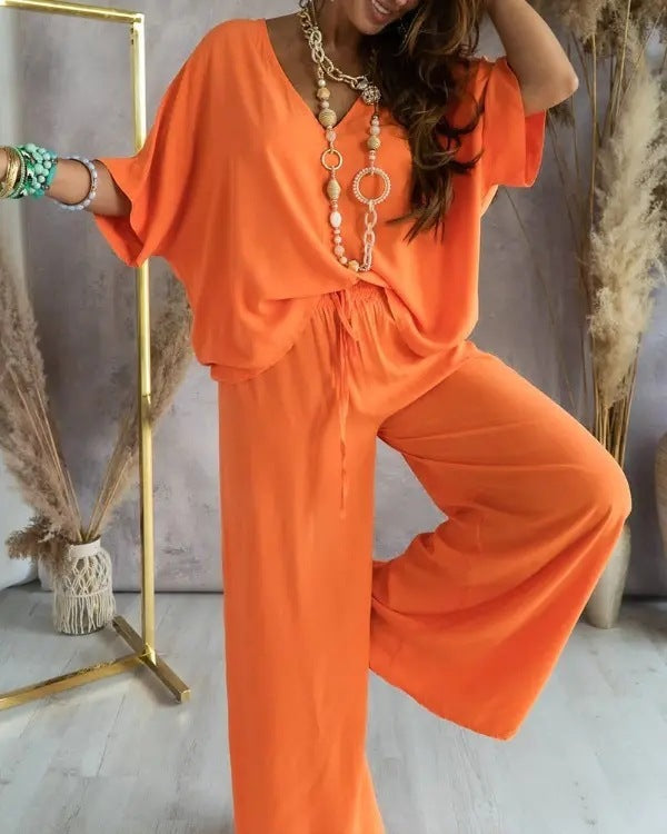 đ Ensemble DĂ©contractĂ© Haut Chauve-souris & Pantalon â Style Libre & Confort ĂlĂ©gant