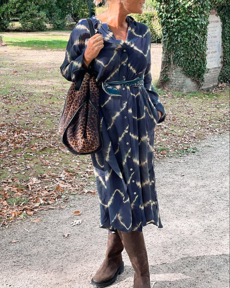 Zahra - Robe à Manches Longues Rayée Boho