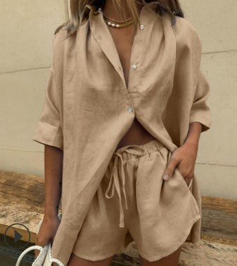 🌴 Ensemble Chemise & Short à Jambe Large – Fraîcheur Décontractée et Élégance Légère