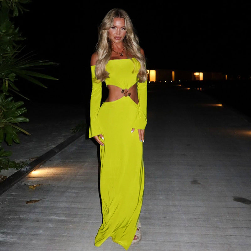 Robe Longue à Épaules Dénudées avec Fente – Style Street Chic 2025