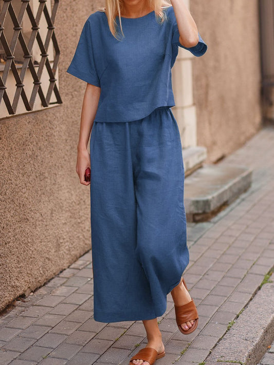 Ensemble Décontracté Femme en Lin – Style Loose Chic & Couleur Unie