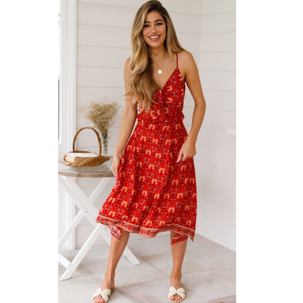 Ensemble Bohème 2 Pièces – Robe Fluide & Haut Léger en Coton