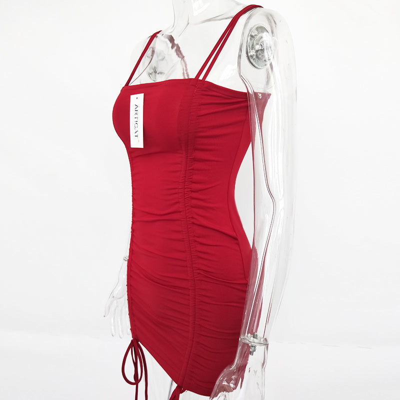 Mini-Robe Sexy à Bretelles – Dos Nu, Bandage, Style Club Élégant