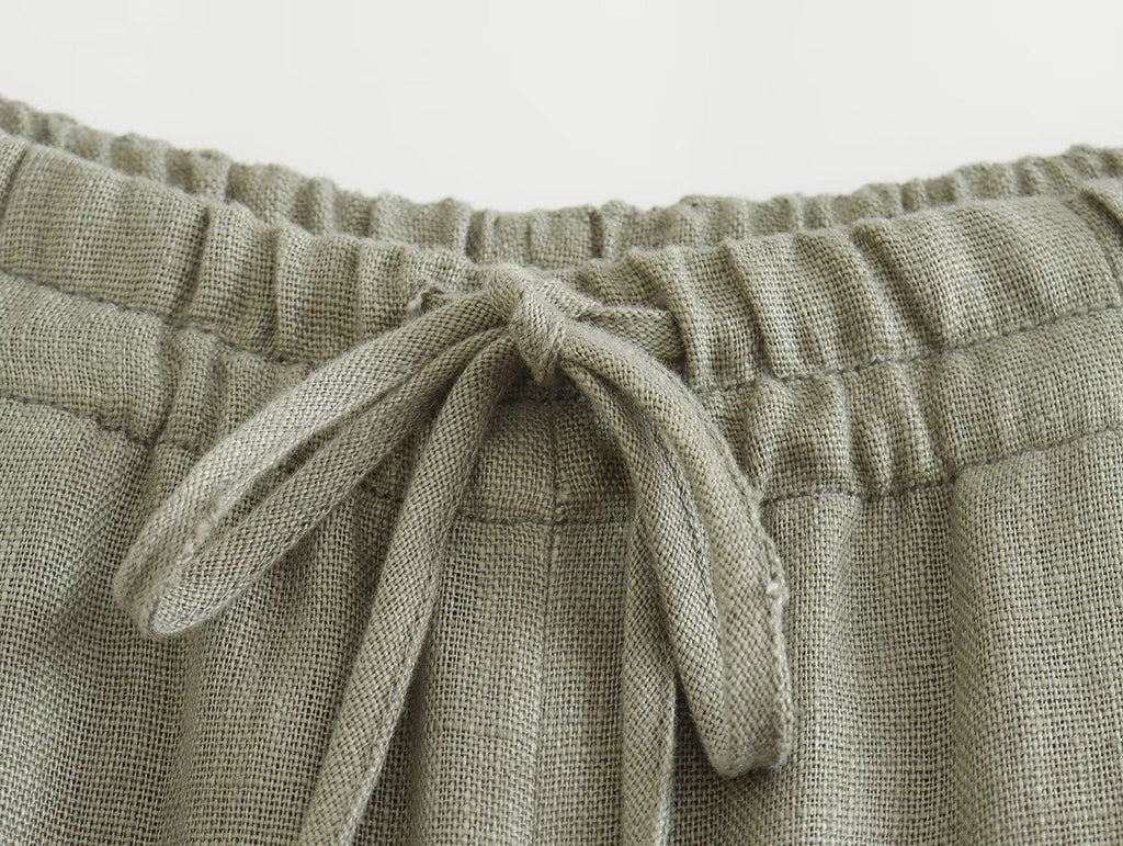 Ensemble Gilet Lin Ceinturé – Style Urbain Élégant