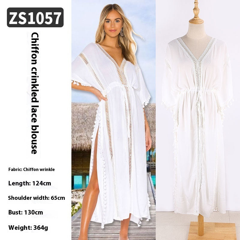 🌴 Robe Longue de Plage Transparente – Léger, Élégant & Bohème