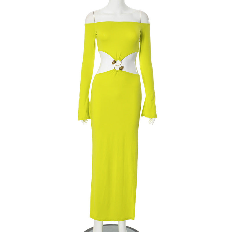 Robe Longue à Épaules Dénudées avec Fente – Style Street Chic 2025