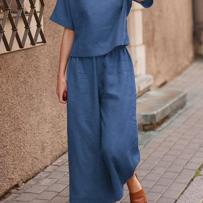Ensemble Décontracté Femme en Lin – Style Loose Chic & Couleur Unie