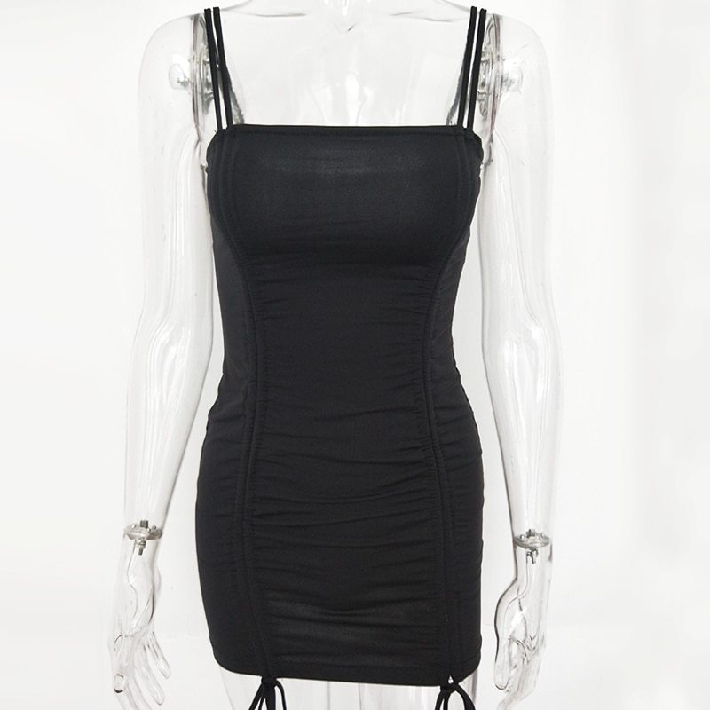 Mini-Robe Sexy à Bretelles – Dos Nu, Bandage, Style Club Élégant