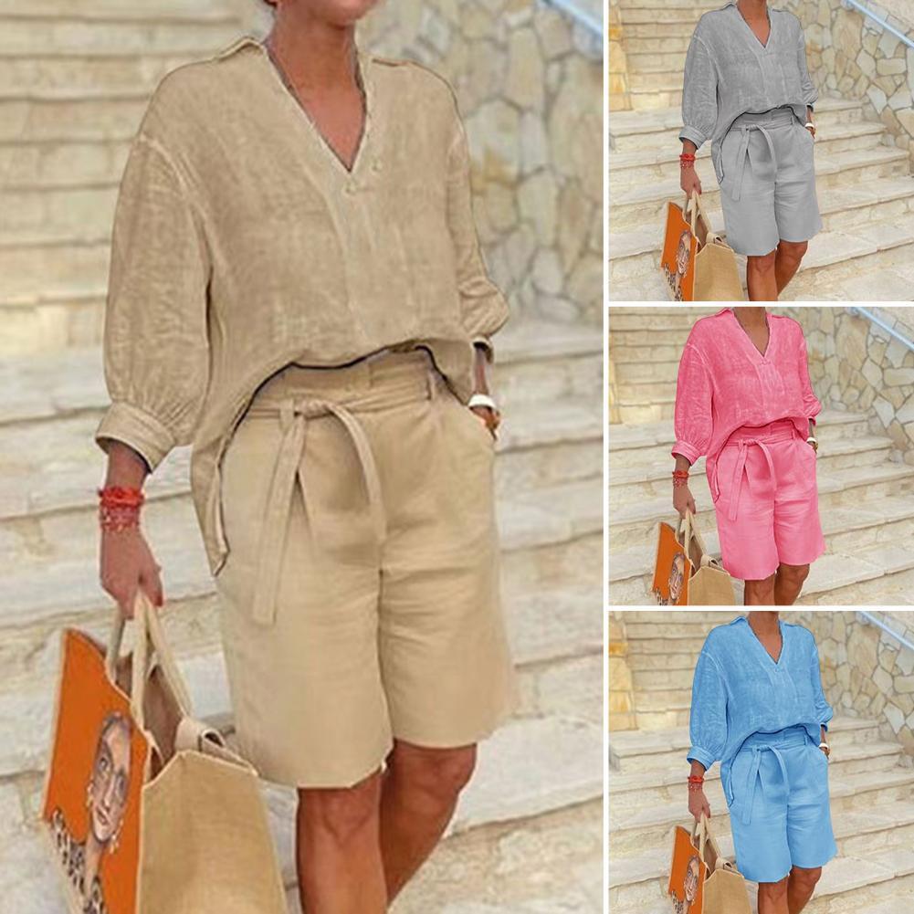 🍃 Ensemble Femme Coton & Lin – Élégance Décontractée & Confort Naturel
