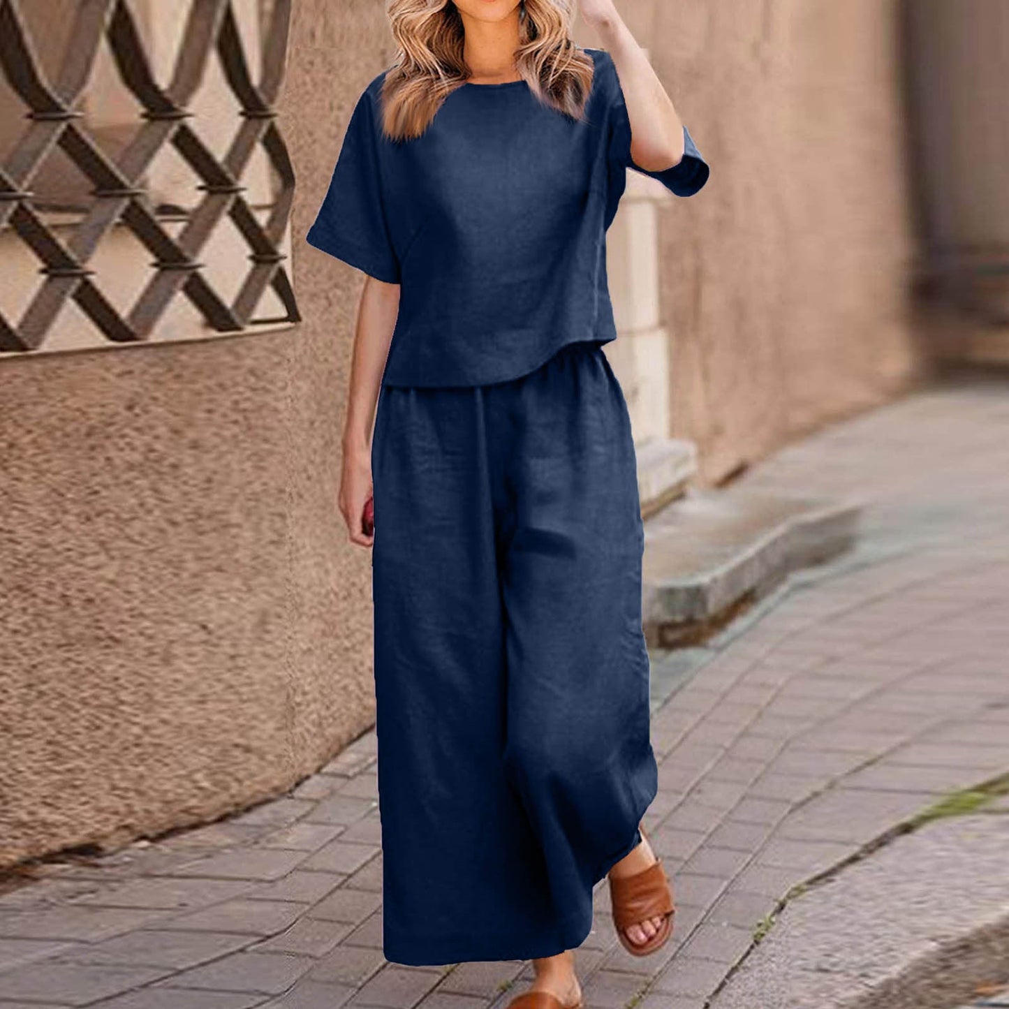 Ensemble Décontracté Femme en Lin – Style Loose Chic & Couleur Unie