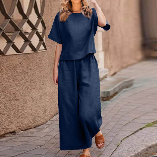 Ensemble Décontracté Femme en Lin – Style Loose Chic & Couleur Unie