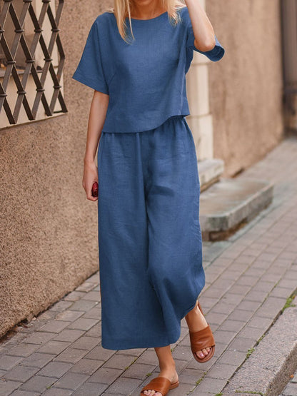 Ensemble Décontracté Femme en Lin – Style Loose Chic & Couleur Unie