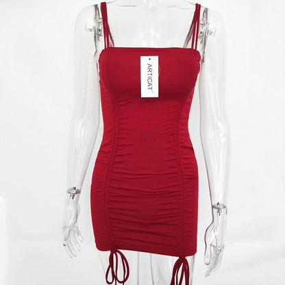 Mini-Robe Sexy à Bretelles – Dos Nu, Bandage, Style Club Élégant