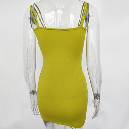 Mini-Robe Sexy à Bretelles – Dos Nu, Bandage, Style Club Élégant