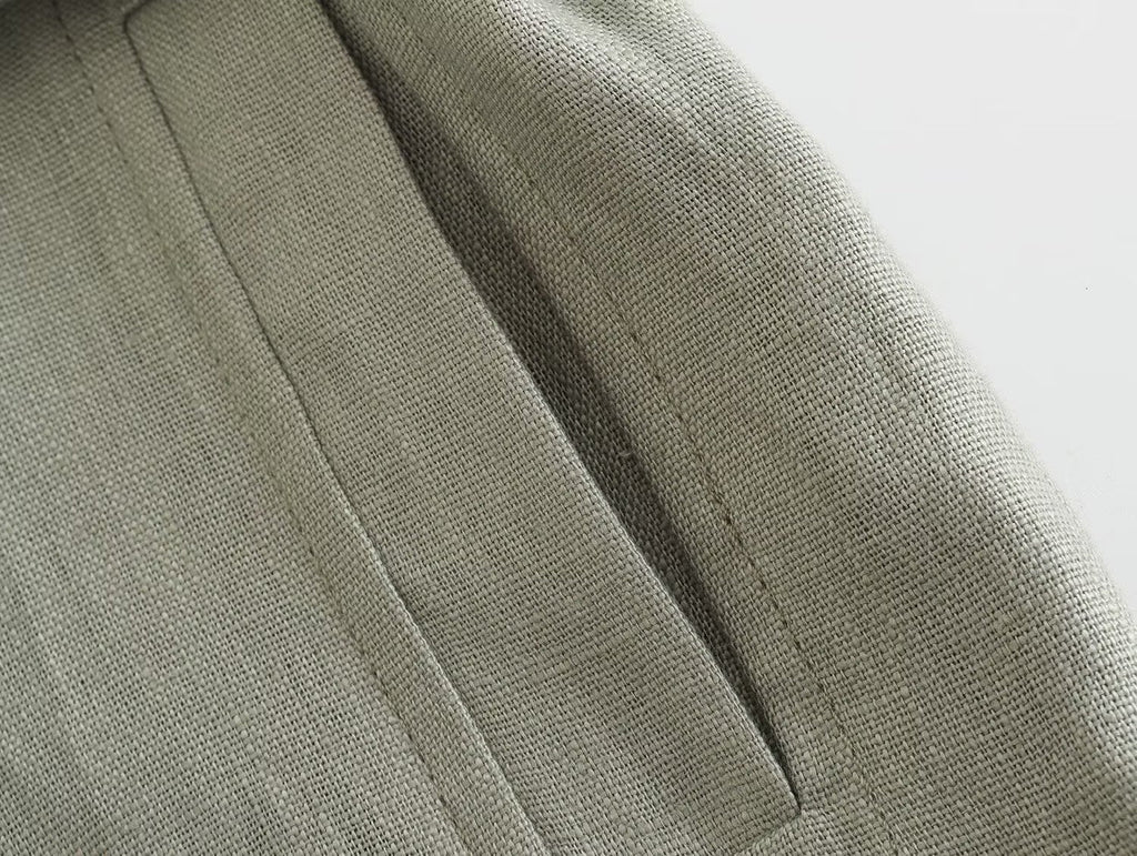 Ensemble Gilet Lin Ceinturé – Style Urbain Élégant