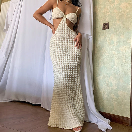 Robe Longue Élégante à Bretelles – Fendue, Dos Nu, Style Pure Désir