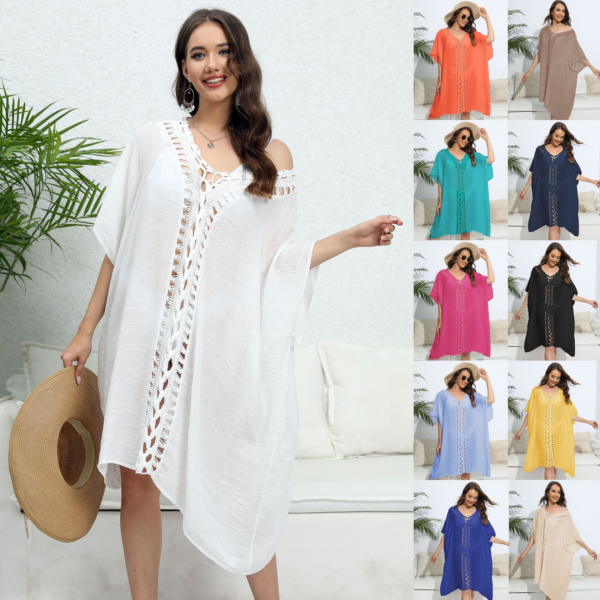 Robe ample à mailles crochet pour femme