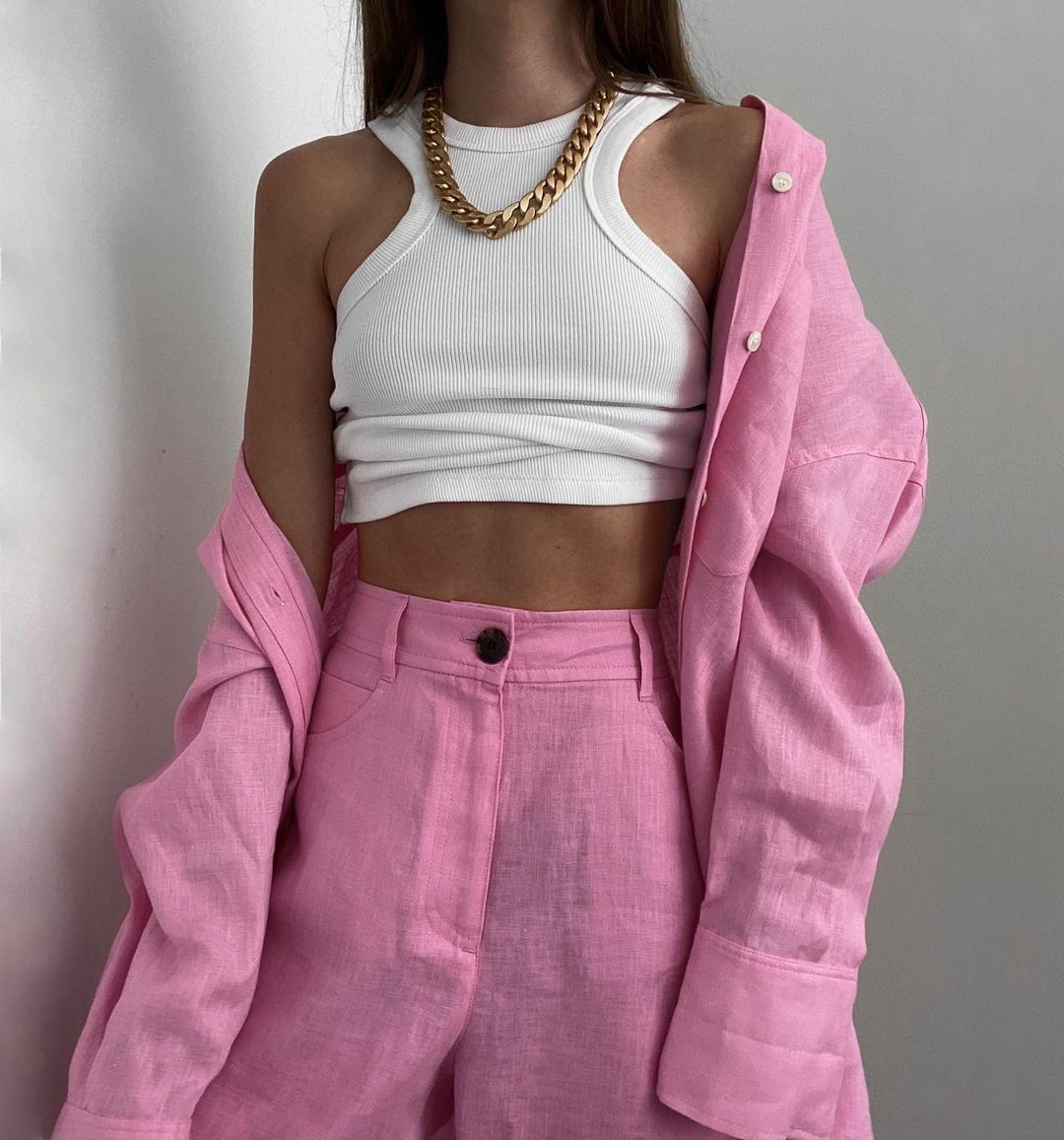 Ensemble Décontracté Lin & Coton – Chemise Oversize et Pantalon Large