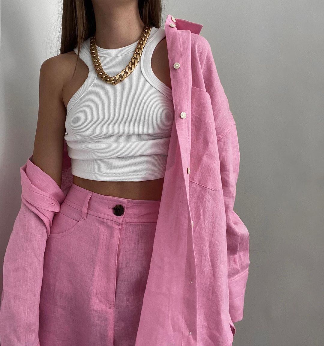 Ensemble Décontracté Lin & Coton – Chemise Oversize et Pantalon Large