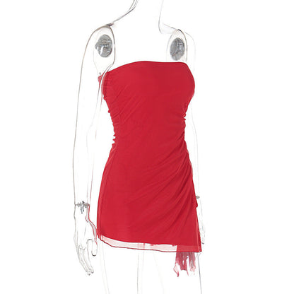 Robe Courte d'Été Dos Nu Style Y2K – Fendue, Sans Bretelles