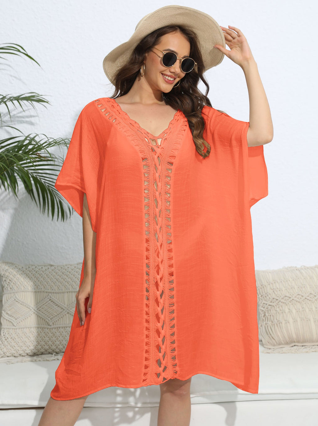 Robe ample à mailles crochet pour femme