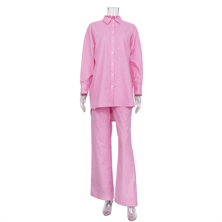 Ensemble Décontracté Lin & Coton – Chemise Oversize et Pantalon Large