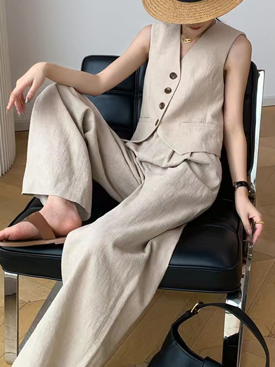 Ensemble Décontracté d’Été – Gilet Sans Manches & Pantalon Large