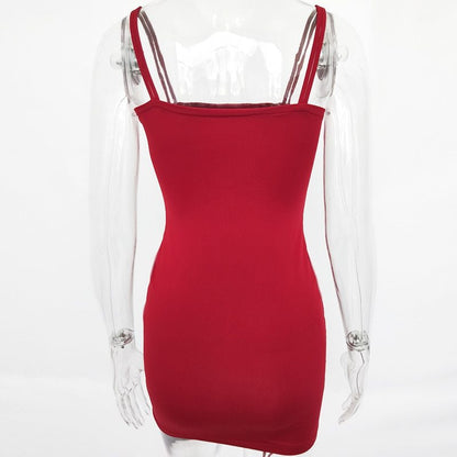 Mini-Robe Sexy à Bretelles – Dos Nu, Bandage, Style Club Élégant