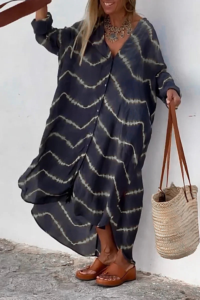 Zahra - Robe à Manches Longues Rayée Boho