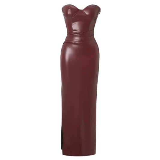 Robe midi en cuir Élise