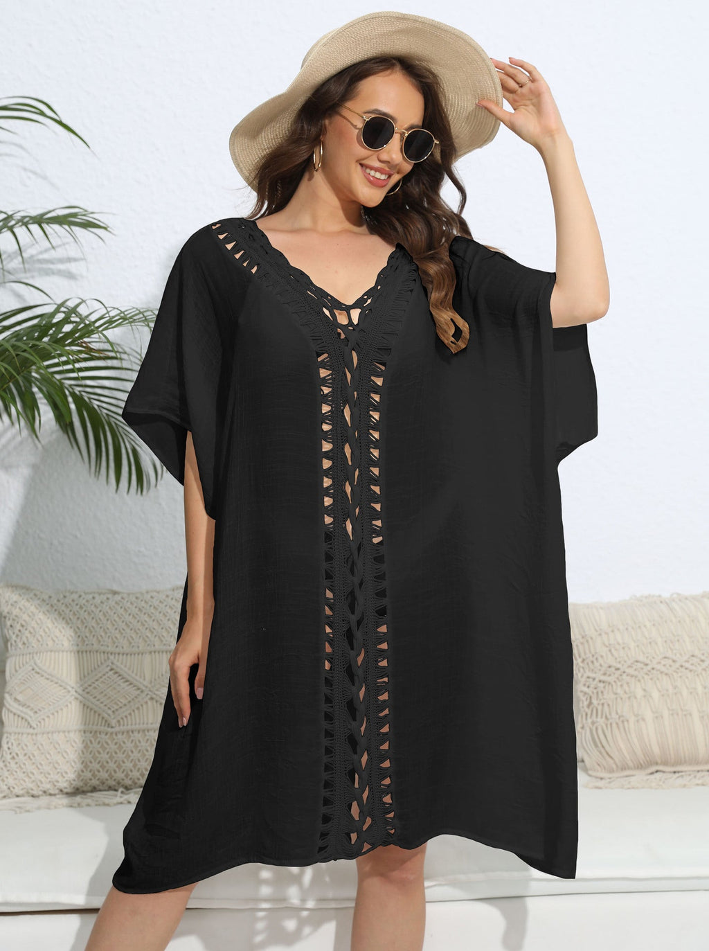 Robe ample à mailles crochet pour femme