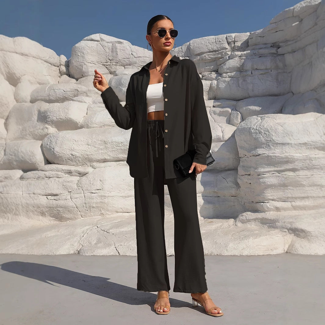 Ensemble Élégant Grande Taille – Cardigan Long & Pantalon Décontracté Unicolore