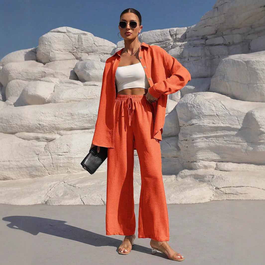 Ensemble Élégant Grande Taille – Cardigan Long & Pantalon Décontracté Unicolore